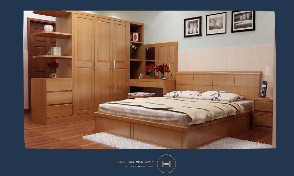 Giường ngủ làm từ gỗ sồi