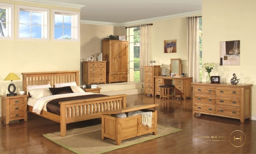 Nội thất gỗ sồi hoàn thiện mịn đều màu