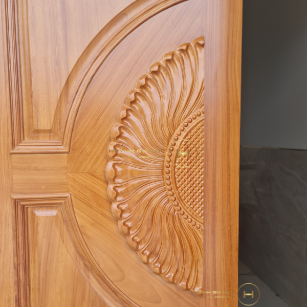 GIÁ CỬA GỖ GÕ ĐỎ HAI CÁNH CHẠM BÔNG CÚC- HGM FURNITURE